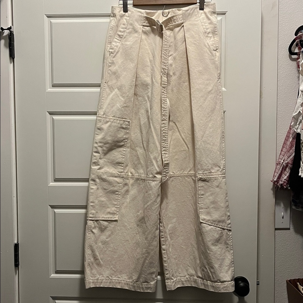 ZARA High-Waisted Wide-Leg belted pants with asymmetric pockets on legs NWOT - Picture 6 of 13